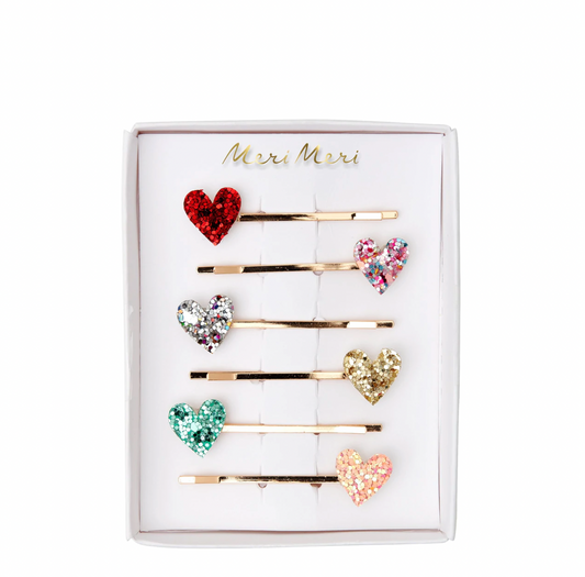 Lot de 6 barrettes Coeur